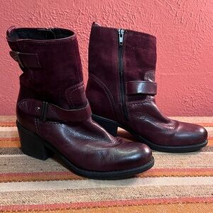 Clarks Mojita Sorbet leather and suede ankle boot Dark Burgundy Size 6